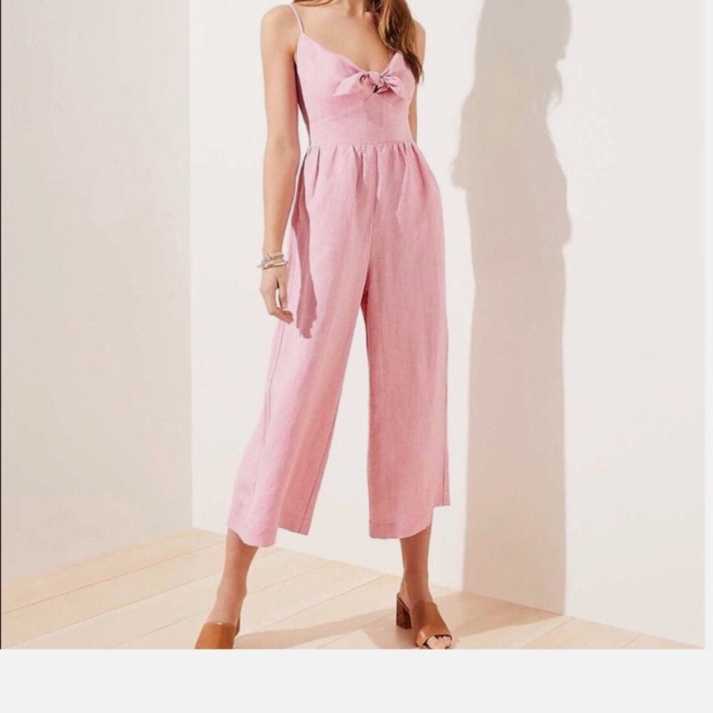 LOFT | Pants & Jumpsuits | Loft Pink Linen jumpsuit. New with tags . Size 6.